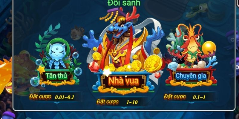 Hội viên có nhiều lựa chọn về cấp bậc chơi săn cá